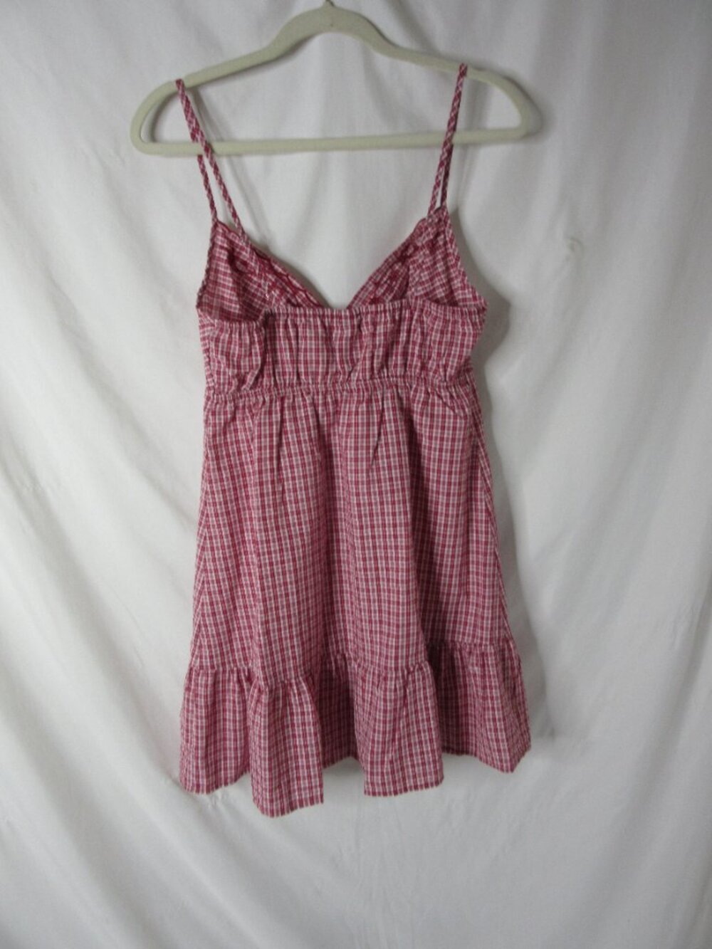 Wild Fable Mini Sun Dress Red White Check Plaid Embroidery Ruffle Size Small NWT - Picture 4 of 8